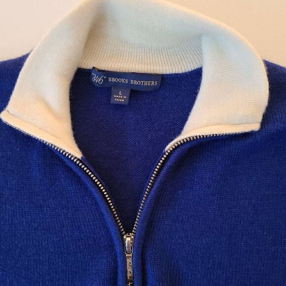 346 Brooks Brothers Royal Blue Merino Wool Sweater Size L - Picture 9 of 12